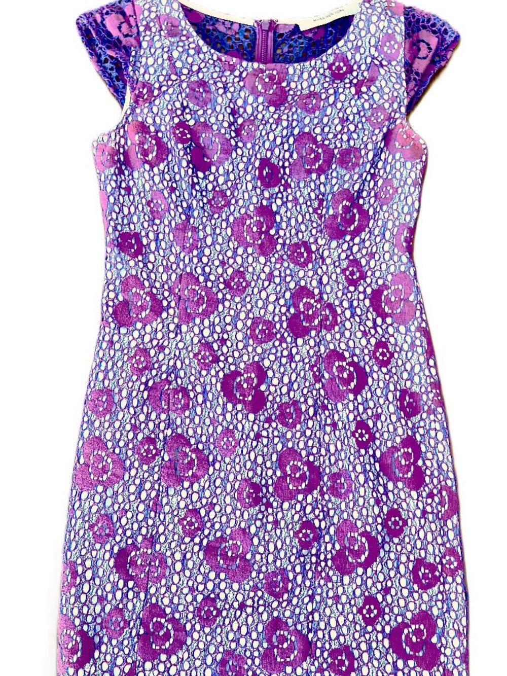 Marc New York Andrew Marc Lace Dress Womens XS 2 Purple Blue Cocktail Sheath
